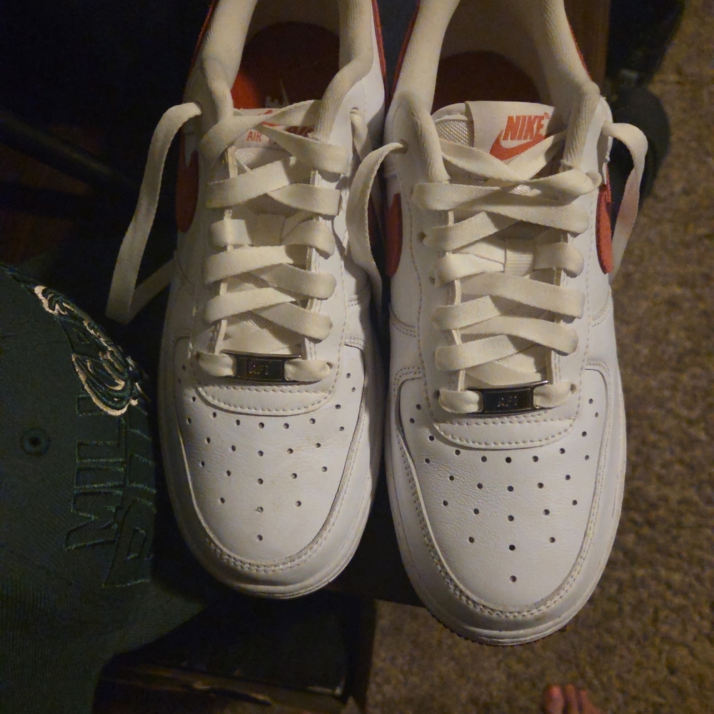 Nike Air Force 1 White and Red Shoes